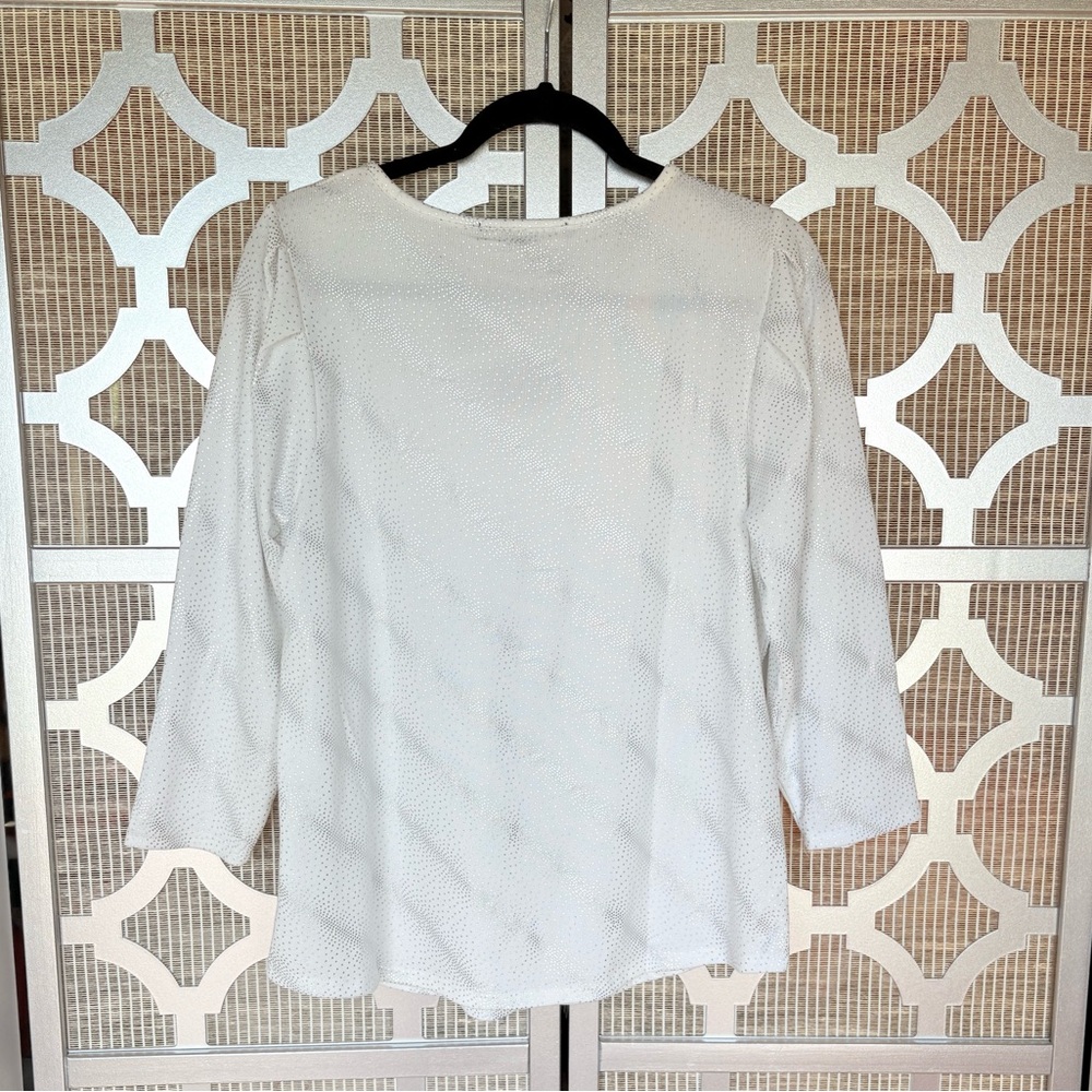 NWT Louise Paris White 3/4 Sleeve Cut Out Blouse - Picture 7 of 8